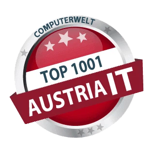 Computerwelt Siegel: Top 1001 Austria IT Auszeichnung für IT-Unternehmen.